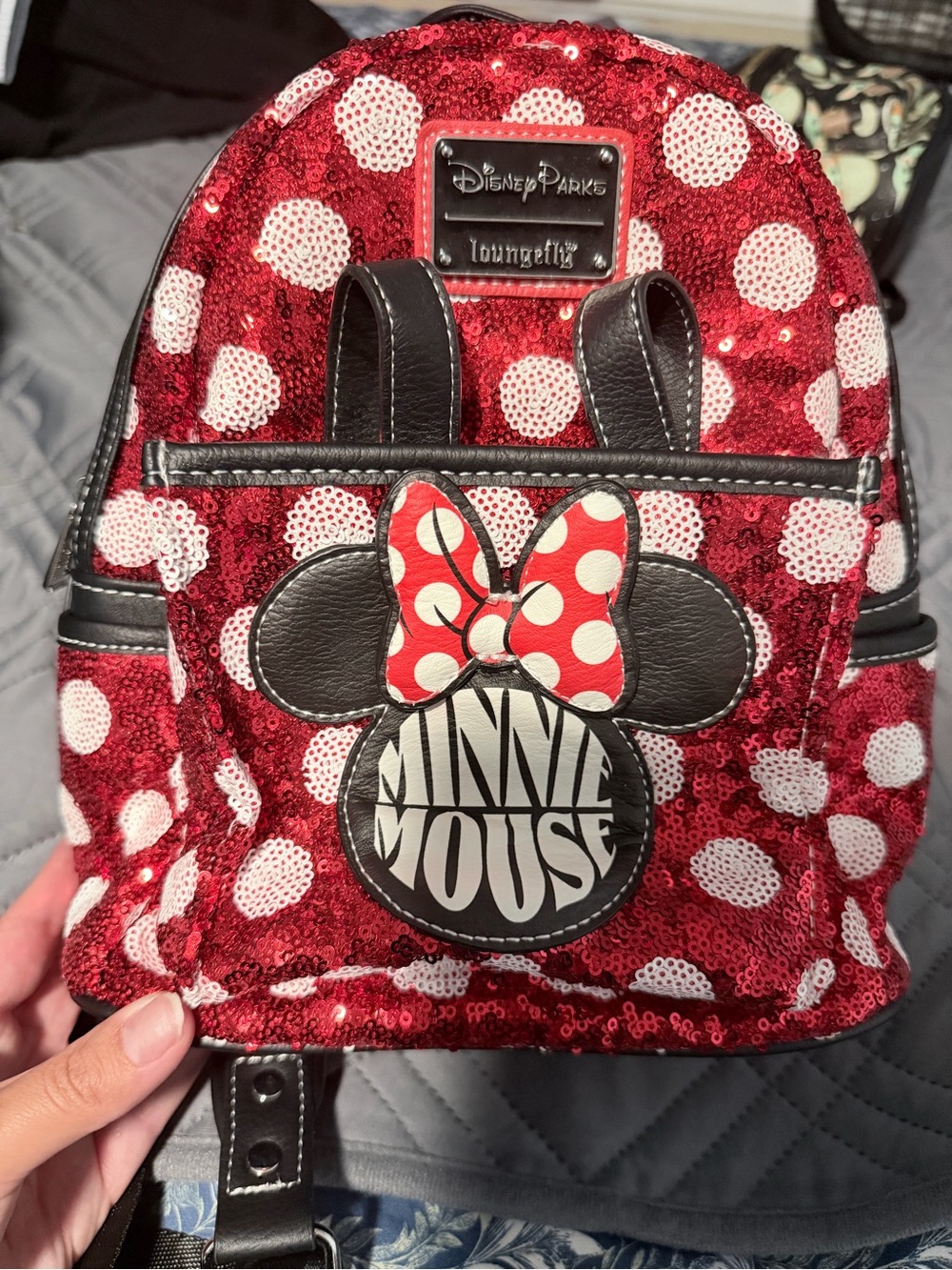 Disney Red and White Minnie Mouse Sequin Mini Backpack